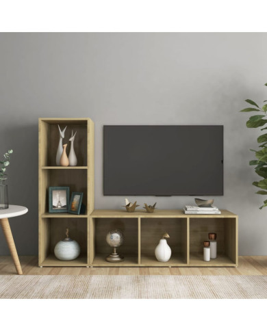Meubles TV 2 pcs Chêne sonoma 107x35x37 cm Bois d'ingénierie | Mobilier & Déco