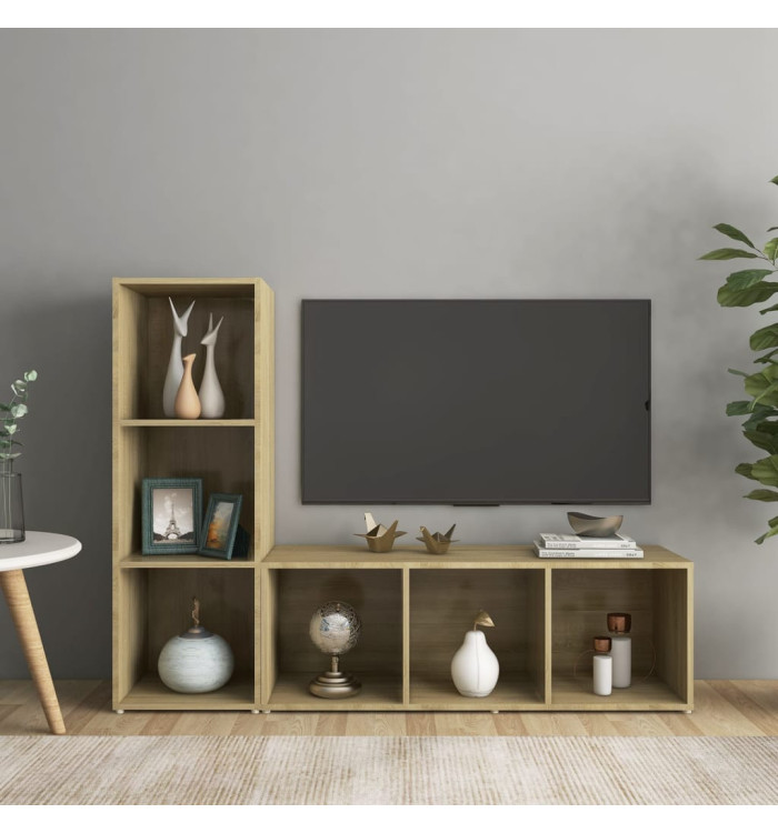 Meubles TV 2 pcs Chêne sonoma 107x35x37 cm Bois d'ingénierie | Mobilier & Déco