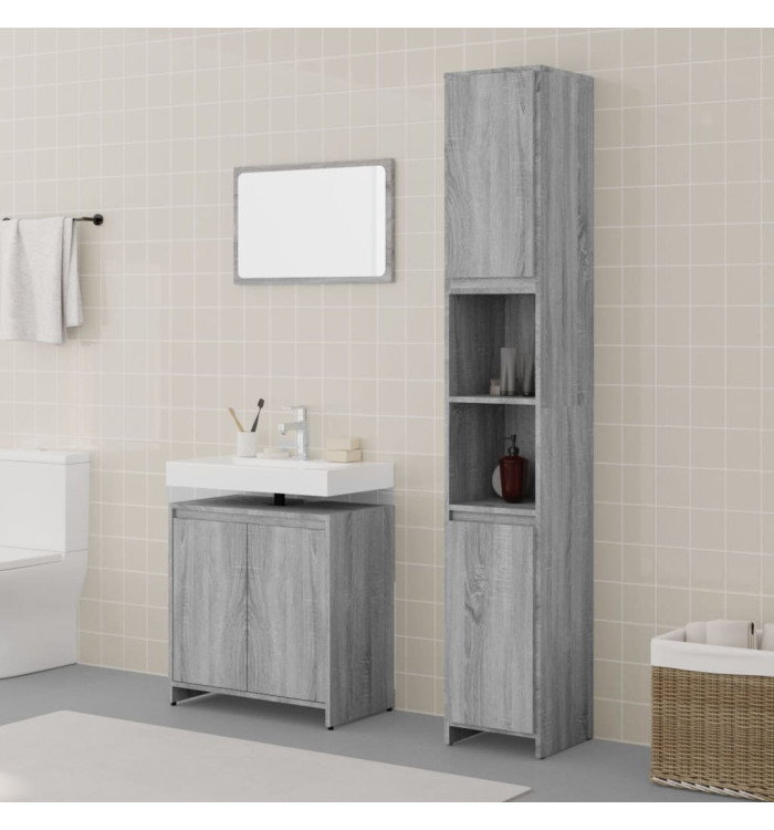 Ensemble de meubles de salle de bain 3 pcs Sonoma gris | Mobilier & Déco