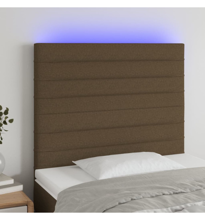 Tête de lit à LED Marron foncé 90x5x118/128 cm Tissu | Mobilier & Déco
