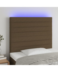 Tête de lit à LED Marron foncé 90x5x118/128 cm Tissu | Mobilier & Déco