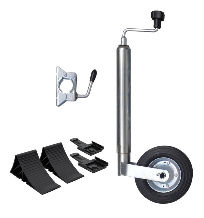 Roue jockey 48 mm avec 1 pince divisée et des cales de roue | Mobilier & Déco