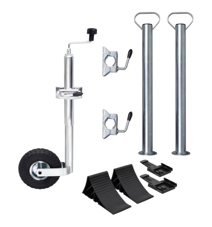 Roue jockey 48 mm avec 2 tubes de support et 3 pinces divisées | Mobilier & Déco