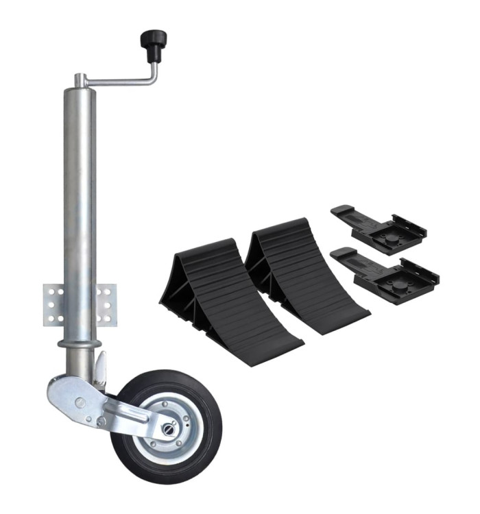 Roue de cric de remorque 60 mm avec cales de roue | Mobilier & Déco