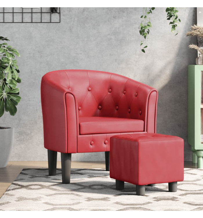 Chaise cabriolet avec repose-pied rouge bordeaux similicuir | Mobilier & Déco
