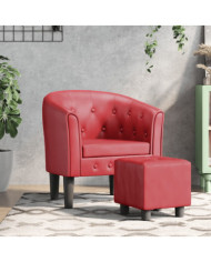 Chaise cabriolet avec repose-pied rouge bordeaux similicuir | Mobilier & Déco