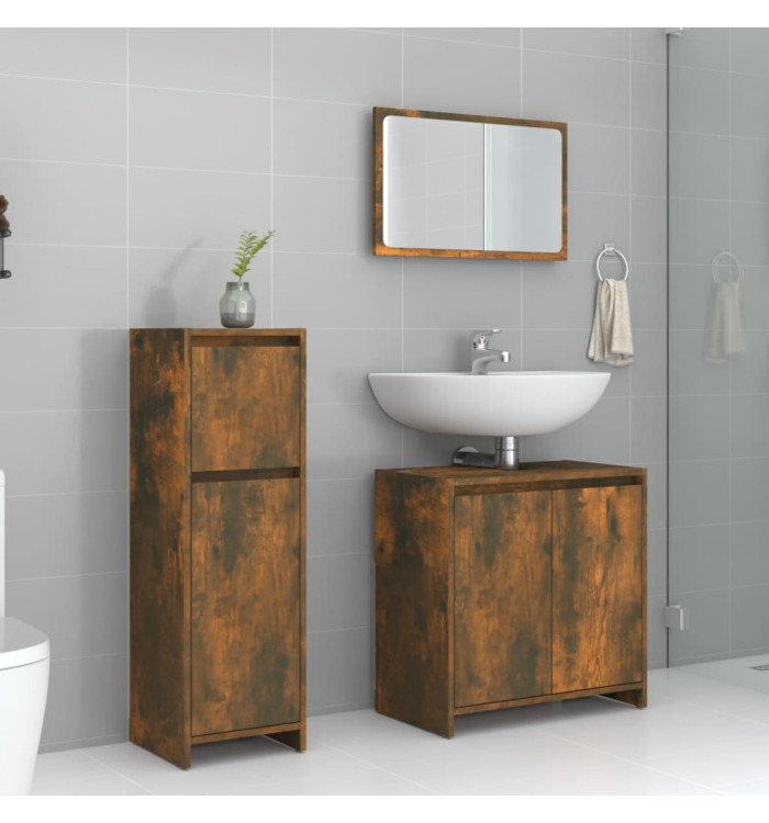 Ensemble de meubles de salle de bain 3 pcs Chêne fumé | Mobilier & Déco