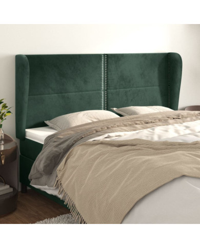 Tête de lit avec oreilles Vert foncé 163x23x118/128 cm Velours | Mobilier & Déco