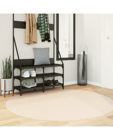 Tapis HUARTE à poils courts doux et lavable beige Ø 160 cm | Mobilier & Déco