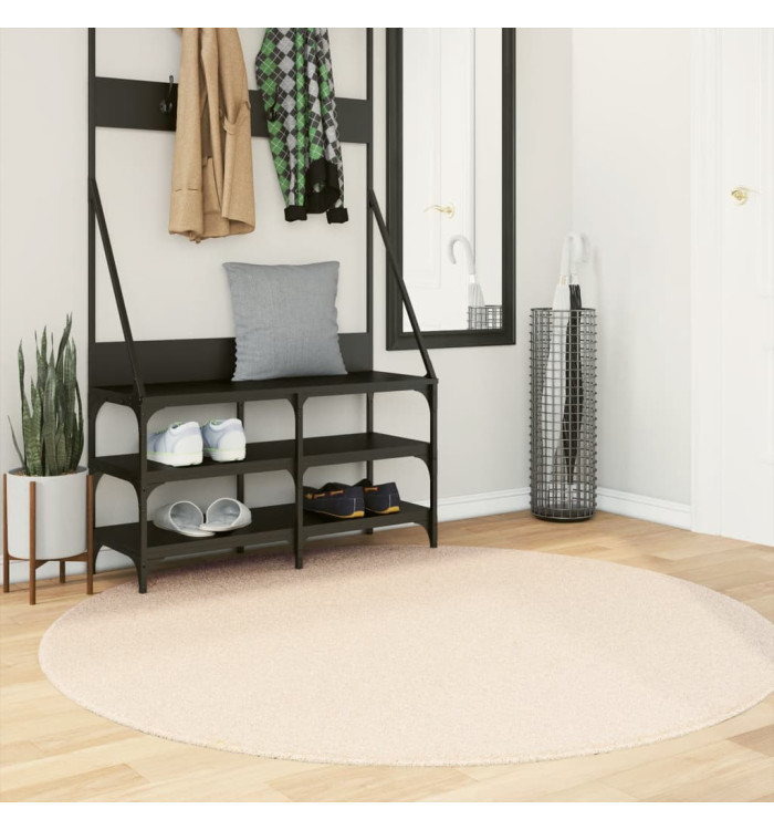 Tapis HUARTE à poils courts doux et lavable beige Ø 160 cm | Mobilier & Déco
