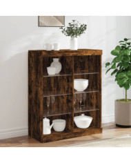 Buffet avec lumières LED chêne fumé 81x37x100 cm | Mobilier & Déco