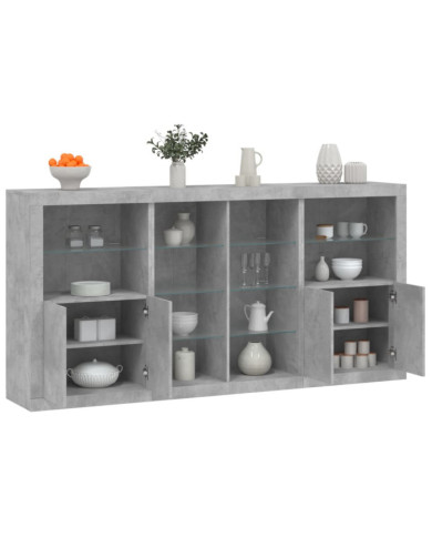 Buffet avec lumières LED gris béton 202x37x100 cm | Mobilier & Déco