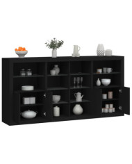 Buffet avec lumières LED noir 202x37x100 cm | Mobilier & Déco