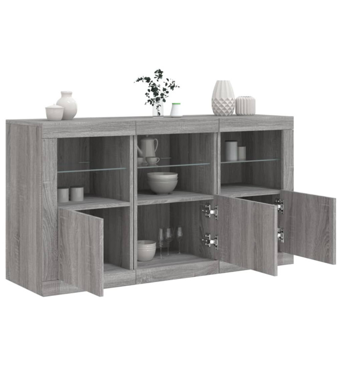 Buffet avec lumières LED sonoma gris 123x37x67 cm | Mobilier & Déco