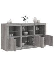 Buffet avec lumières LED sonoma gris 123x37x67 cm | Mobilier & Déco