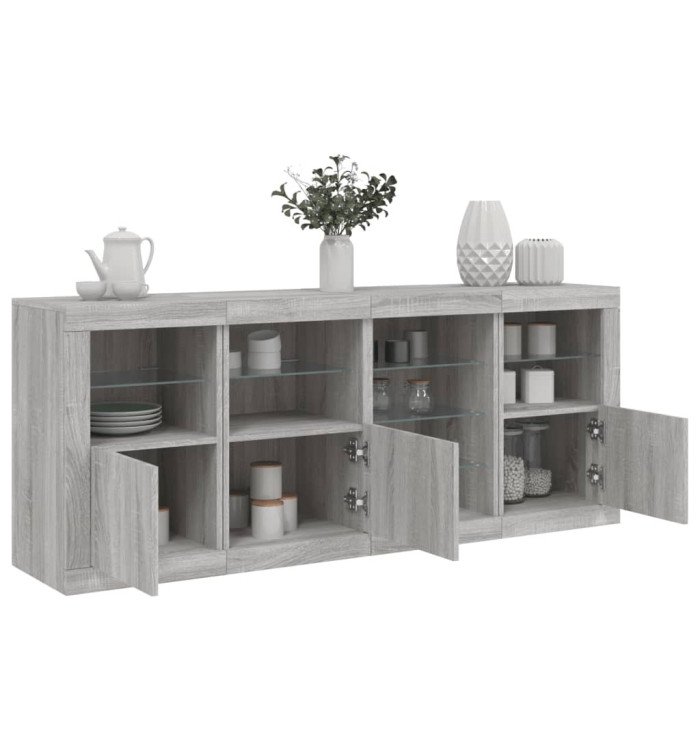 Buffet avec lumières LED sonoma gris 164x37x67 cm | Mobilier & Déco