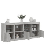 Buffet avec lumières LED sonoma gris 164x37x67 cm | Mobilier & Déco