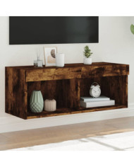 Meuble TV avec lumières LED chêne fumé 80x30x30 cm | Mobilier & Déco
