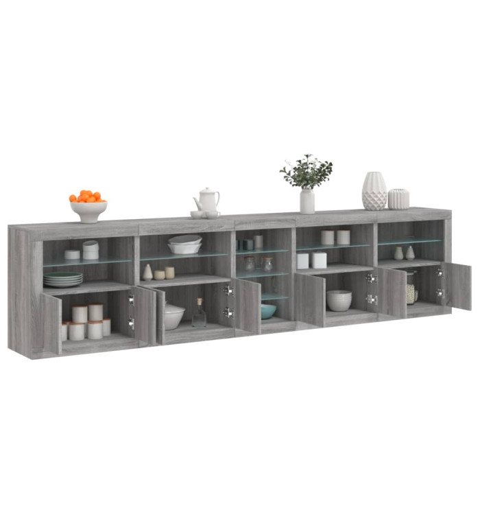 Buffet avec lumières LED sonoma gris 283x37x67 cm | Mobilier & Déco