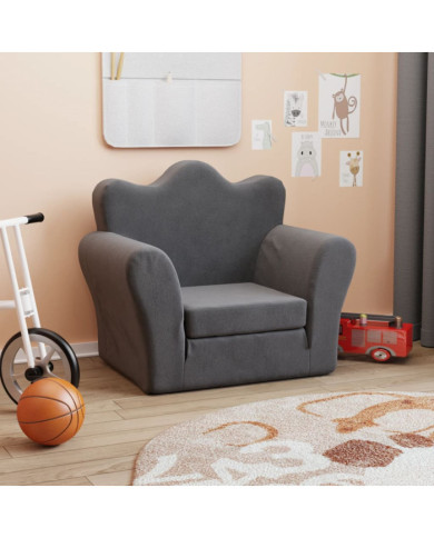 Canapé-lit pour enfants anthracite peluche douce | Mobilier & Déco