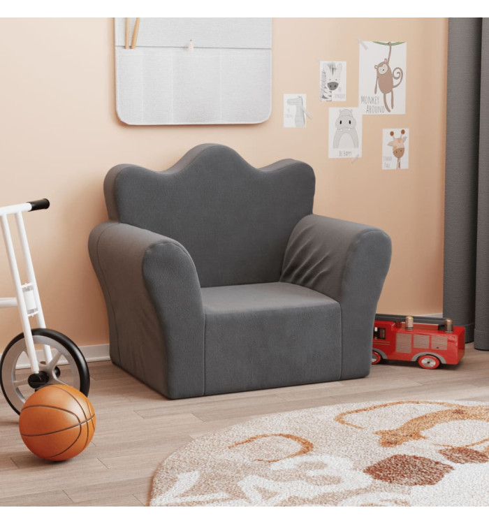Canapé pour enfants anthracite peluche douce | Mobilier & Déco