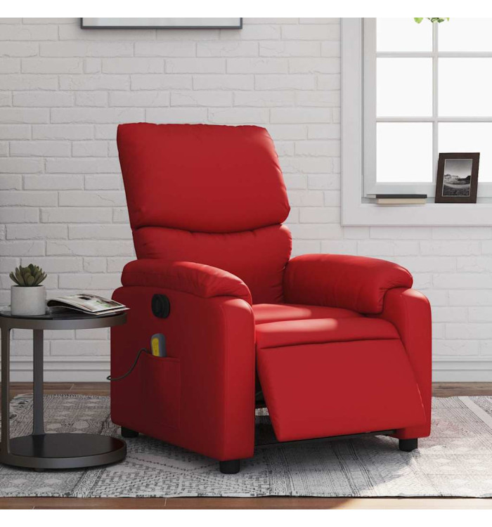 Fauteuil de massage inclinable électrique rouge similicuir | Mobilier & Déco