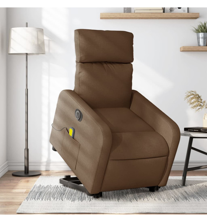 Fauteuil inclinable de massage électrique Marron Tissu | Mobilier & Déco