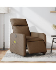 Fauteuil inclinable de massage électrique marron tissu | Mobilier & Déco
