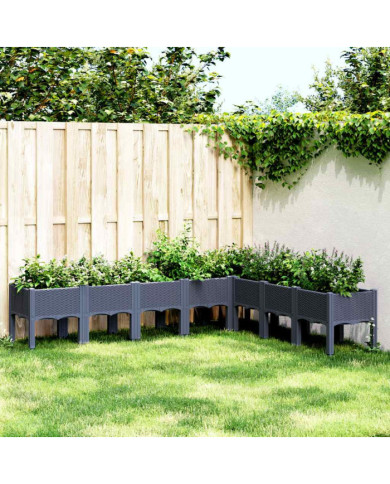 Jardinière avec pieds bleu gris 200x160x42 cm PP | Mobilier & Déco