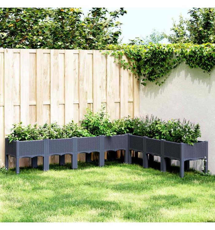Jardinière avec pieds bleu gris 200x160x42 cm PP | Mobilier & Déco