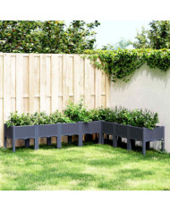 Jardinière avec pieds bleu gris 200x160x42 cm PP | Mobilier & Déco