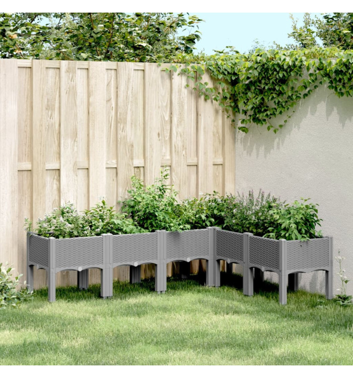 Jardinière avec pieds gris clair 160x120x42 cm PP | Mobilier & Déco