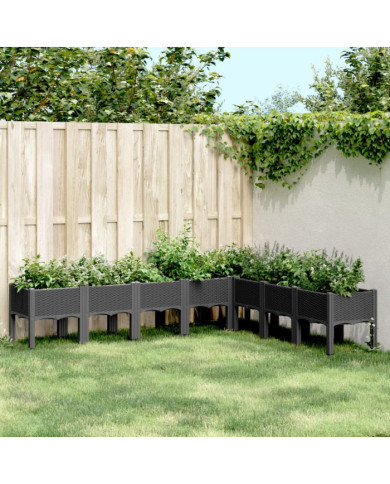 Jardinière avec pieds noir 200x160x42 cm PP | Mobilier & Déco