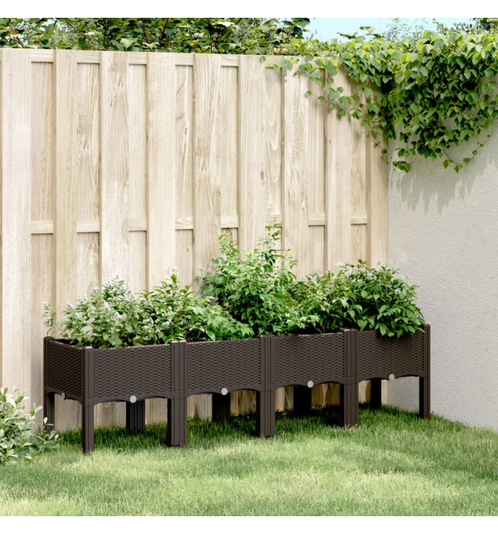 Jardinière avec pieds marron 160x40x42 cm PP | Mobilier & Déco