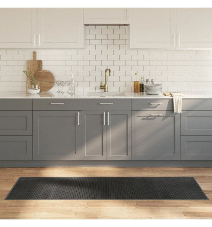 Tapis rectangulaire gris 60x200 cm bambou | Mobilier & Déco