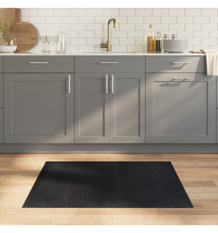 Tapis rectangulaire noir 80x100 cm bambou | Mobilier & Déco