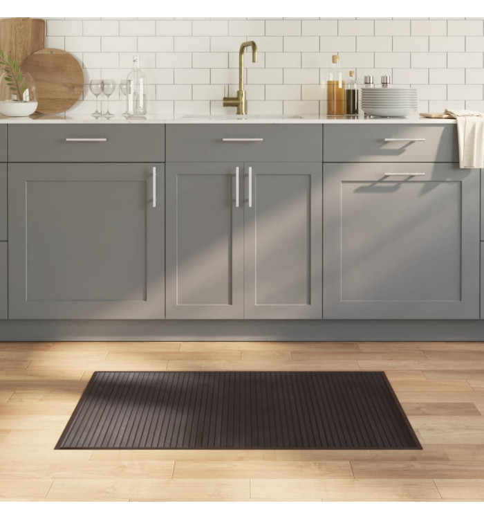 Tapis rectangulaire marron foncé 60x100 cm bambou | Mobilier & Déco