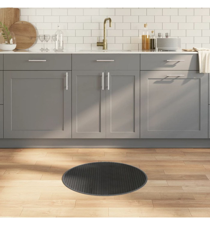 Tapis rond gris 60 cm bambou | Mobilier & Déco