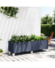Jardinière à roulettes bleu gris 160x50x54 cm PP | Mobilier & Déco