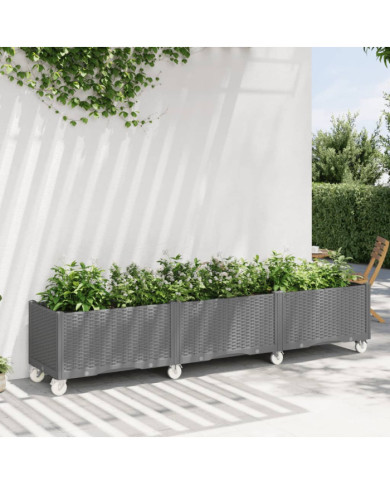 Jardinière à roulettes gris clair 240x50x54 cm PP | Mobilier & Déco