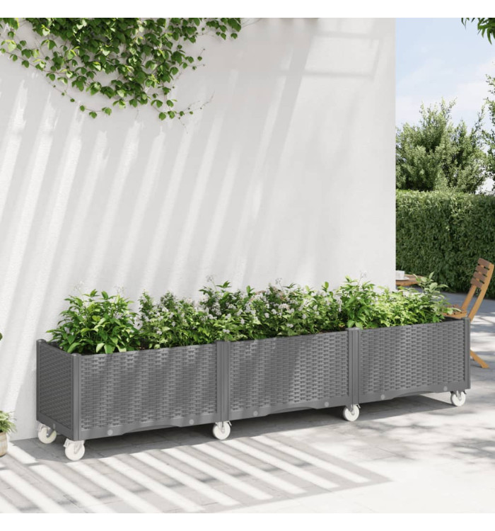 Jardinière à roulettes gris clair 240x50x54 cm PP | Mobilier & Déco