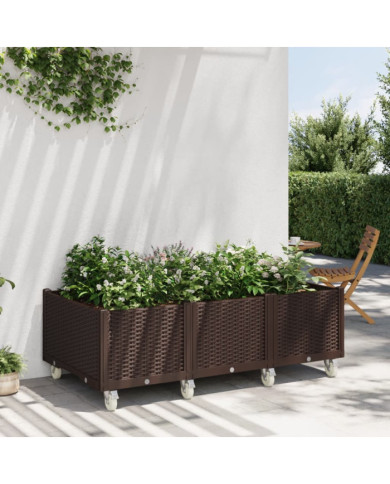 Jardinière à roulettes marron 150x80x54 cm PP | Mobilier & Déco