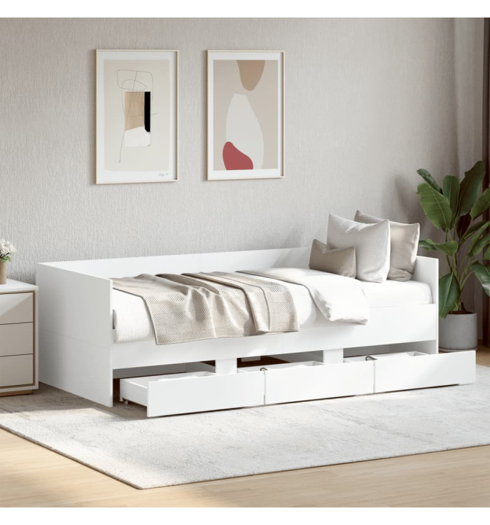 Lit de jour avec tiroirs sans matelas blanc 100x200 cm | Mobilier & Déco