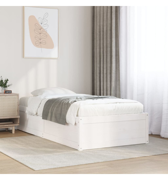 Cadre de lit sans matelas blanc 100x200 cm bois de pin massif | Mobilier & Déco