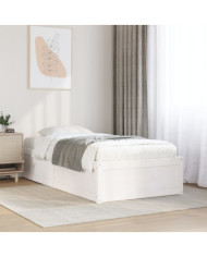Cadre de lit sans matelas blanc 100x200 cm bois de pin massif | Mobilier & Déco