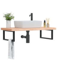 Étagère de vasque murale acier et bois massif de hêtre | Mobilier & Déco