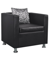 Fauteuil cube en similicuir noir | Mobilier & Déco