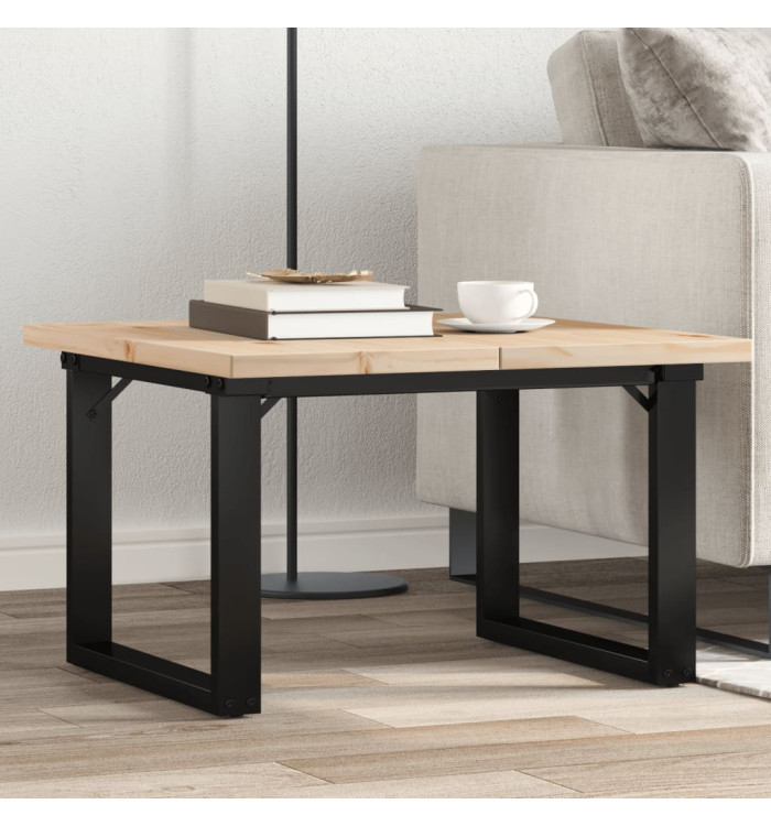 Table basse cadre en O 70x70x40,5cm bois de pin massif et acier | Mobilier & Déco