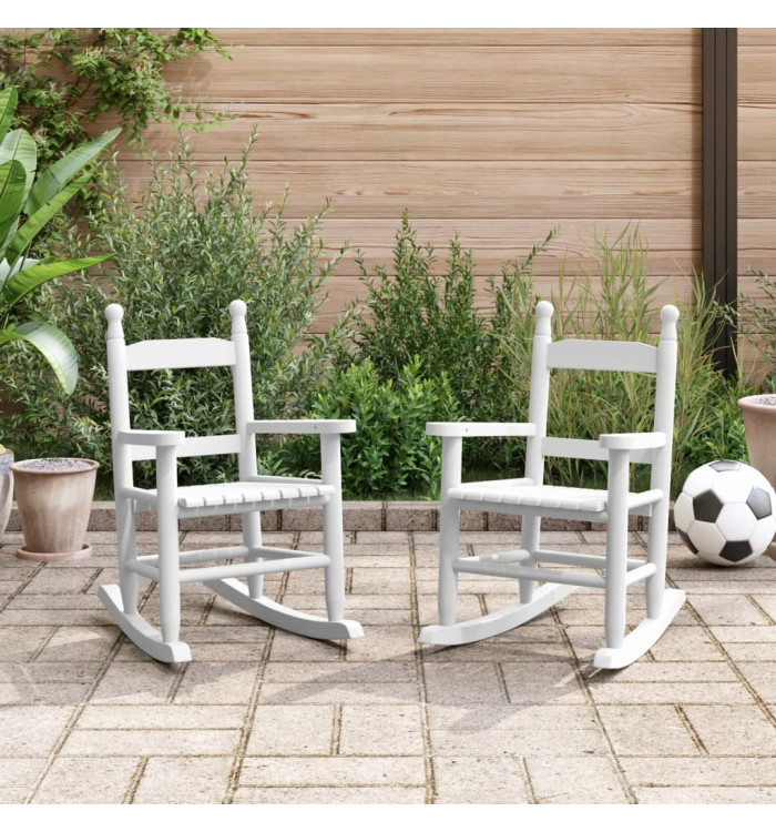 Chaises à bascule enfants lot de 2 blanc bois peuplier massif | Mobilier & Déco