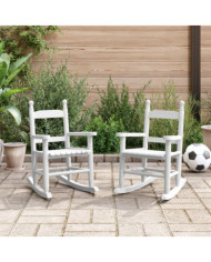 Chaises à bascule enfants lot de 2 blanc bois peuplier massif | Mobilier & Déco